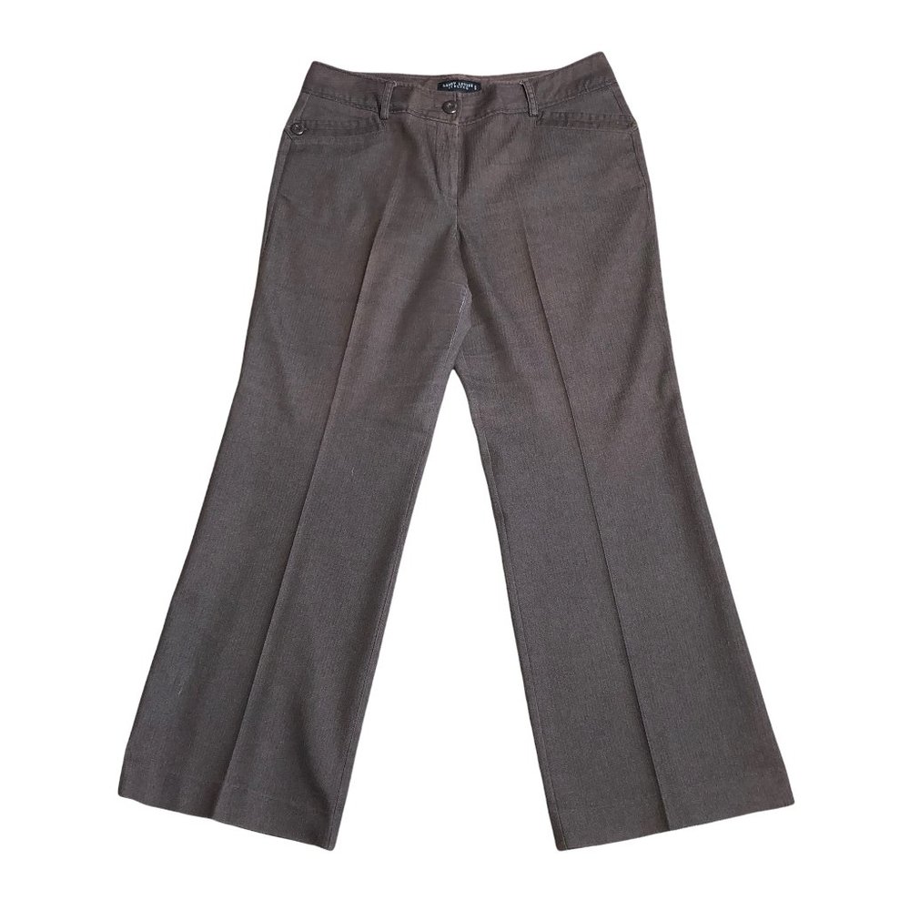 Larry Levine Stretch Brown Herringbone Dress Pants